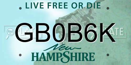 GB0B6K New Hampshire License Plate
