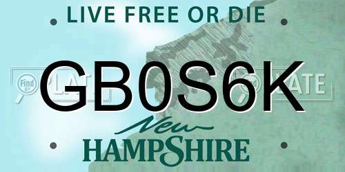 GB0S6K New Hampshire License Plate