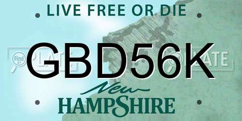 GBD56K New Hampshire License Plate