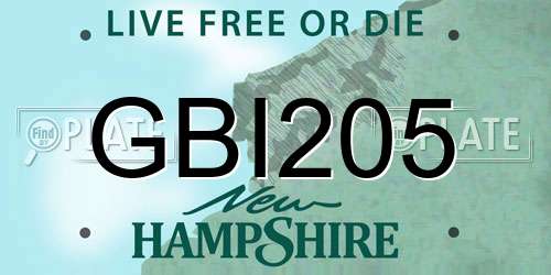 GBI205 New Hampshire License Plate