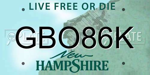 GBO86K New Hampshire License Plate