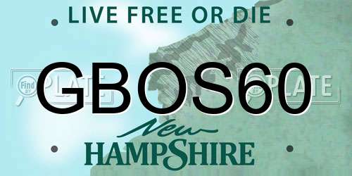 GBOS60 New Hampshire License Plate
