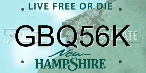 GBQ56K New Hampshire License Plate