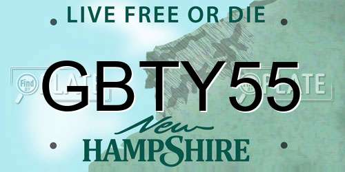 GBTY55 New Hampshire License Plate