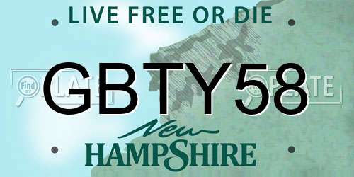 GBTY58 New Hampshire License Plate