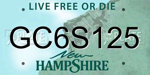 GC6S125 New Hampshire License Plate