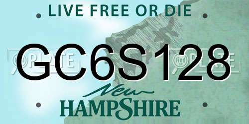 GC6S128 New Hampshire License Plate