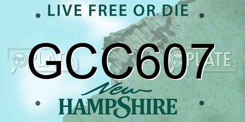 GCC607 New Hampshire License Plate