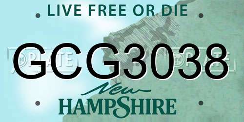 GCG3038 New Hampshire License Plate