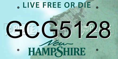 GCG5128 New Hampshire License Plate