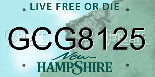 GCG8125 New Hampshire License Plate