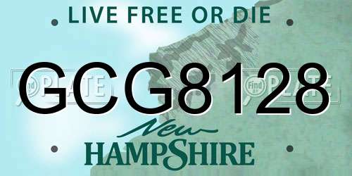 GCG8128 New Hampshire License Plate
