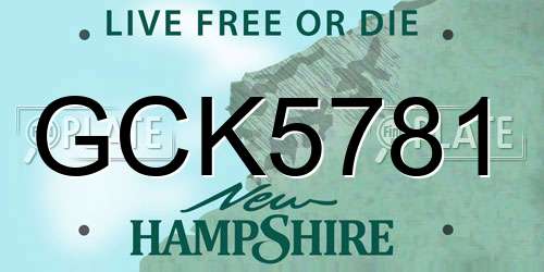 GCK5781 New Hampshire License Plate