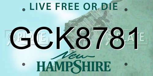 GCK8781 New Hampshire License Plate