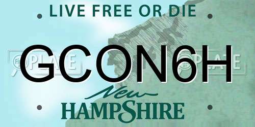 GCON6H New Hampshire License Plate