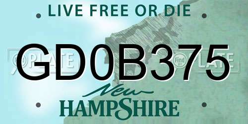 GD0B375 New Hampshire License Plate
