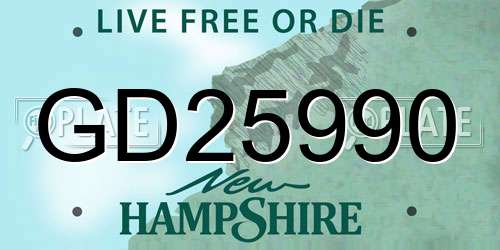 GD25990 New Hampshire License Plate