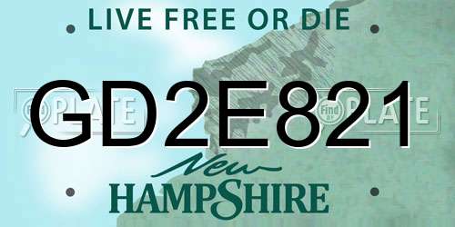 GD2E821 New Hampshire License Plate