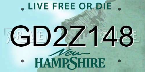 GD2Z148 New Hampshire License Plate