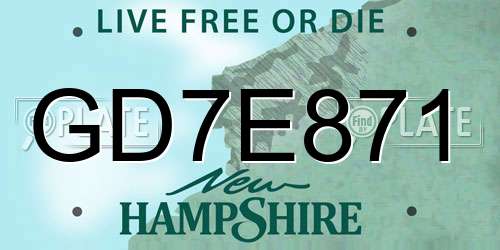 GD7E871 New Hampshire License Plate