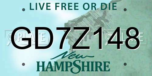 GD7Z148 New Hampshire License Plate