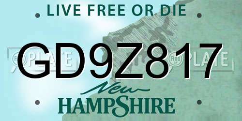 GD9Z817 New Hampshire License Plate