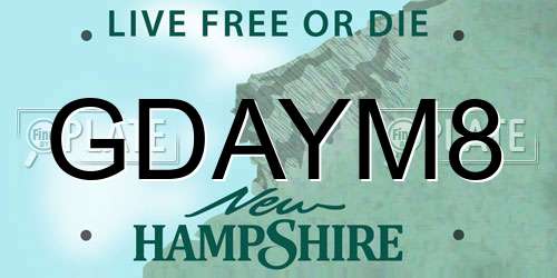 GDAYM8 New Hampshire License Plate
