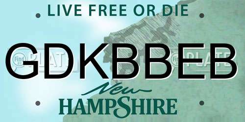 GDKBBEB New Hampshire License Plate