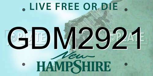 GDM2921 New Hampshire License Plate