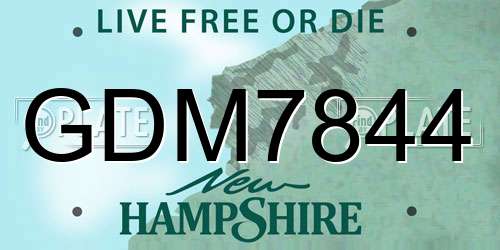 GDM7844 New Hampshire License Plate