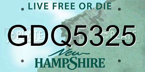 GDQ5325 New Hampshire License Plate