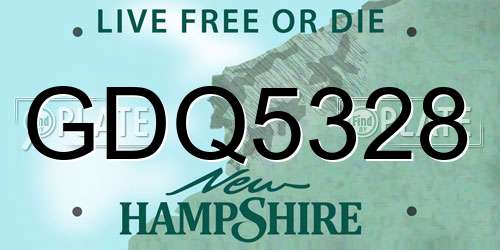 GDQ5328 New Hampshire License Plate