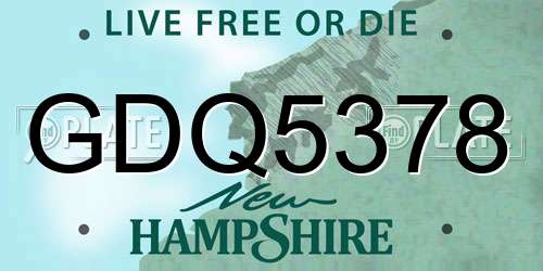 GDQ5378 New Hampshire License Plate