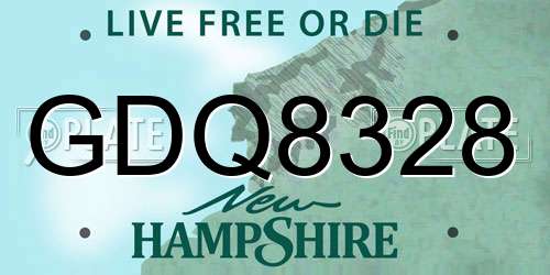 GDQ8328 New Hampshire License Plate
