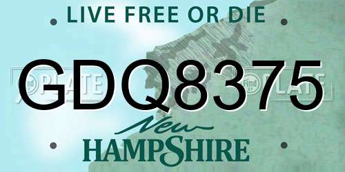 GDQ8375 New Hampshire License Plate