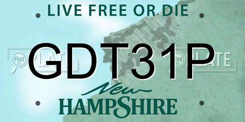 GDT31P New Hampshire License Plate