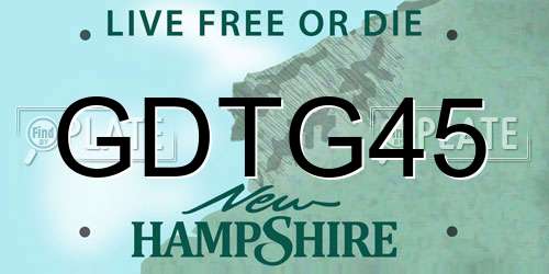 GDTG45 New Hampshire License Plate