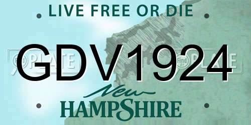 GDV1924 New Hampshire License Plate