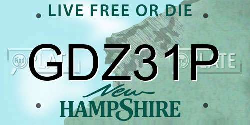 GDZ31P New Hampshire License Plate