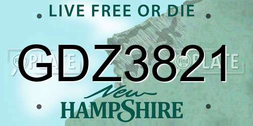 GDZ3821 New Hampshire License Plate