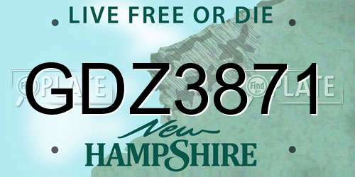 GDZ3871 New Hampshire License Plate