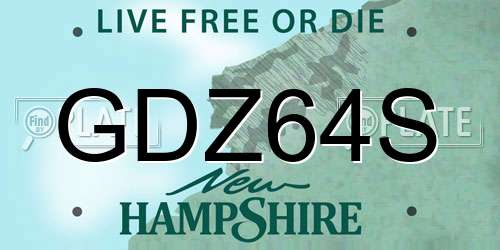 GDZ64S New Hampshire License Plate