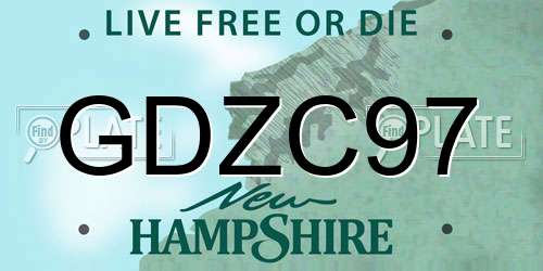 GDZC97 New Hampshire License Plate
