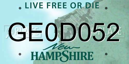 GE0D052 New Hampshire License Plate