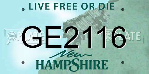 GE2116 New Hampshire License Plate