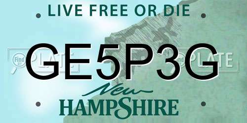 GE5P3G New Hampshire License Plate