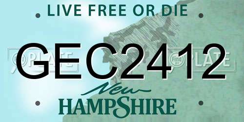 GEC2412 New Hampshire License Plate