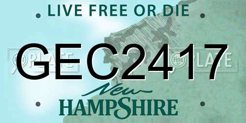 GEC2417 New Hampshire License Plate