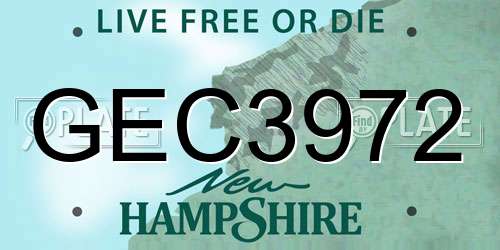 GEC3972 New Hampshire License Plate