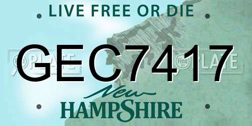 GEC7417 New Hampshire License Plate